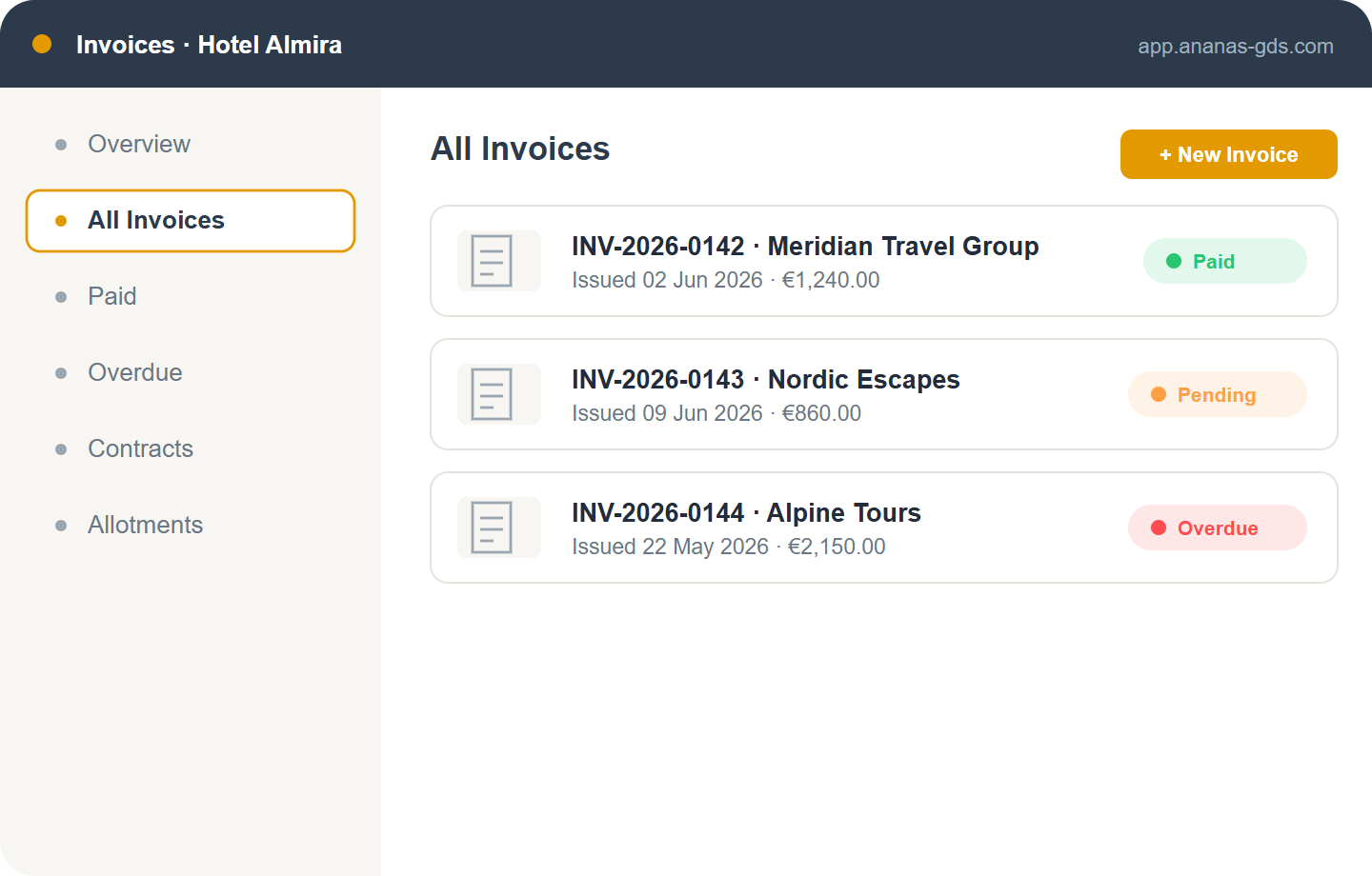Invoice list